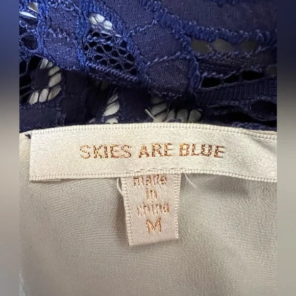 Skies Are Blue / Underskies - NWT - Elegant Blue Lace Dress, Lined, Midi - M - Picture 3 of 4
